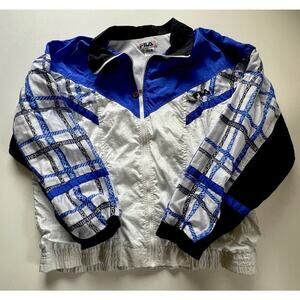 Vintage Fila Windbreaker Track Jacket Black Blue White Adult Size 42